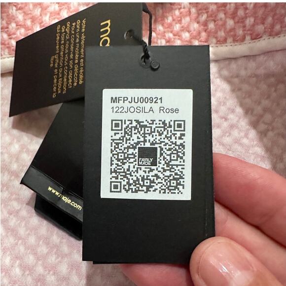 Maje Tweed Pink Cream Mini Skirt Size 10 (40) - Picture 5 of 10